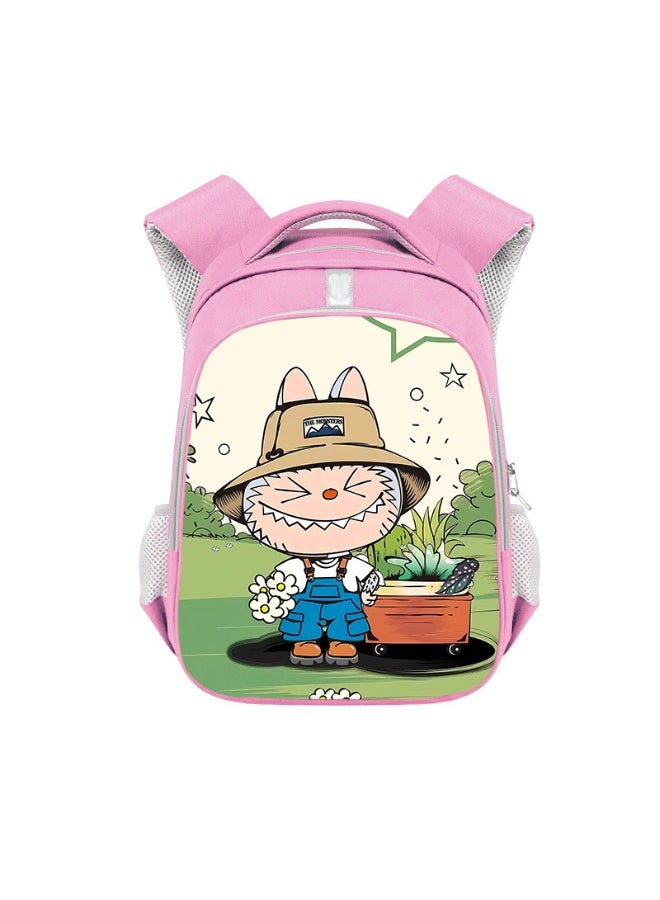 Labubu Backpack Student Large Capacity High-end Backpack Children's Wear-resistant Polyester Backpack 36*26*13CM - Image 1