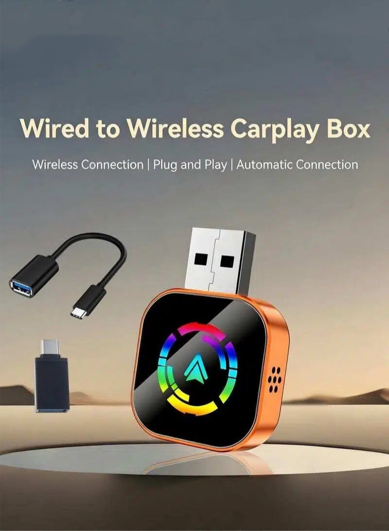 Mini Wireless CarPlay Adapter, 2-in-1 CarPlay & Android Auto Dongle, Plug and Play Wired to Wireless Converter, USB-A Type-C Support, Stable Bluetooth WiFi, Compact Design, Online System Update - Image 1