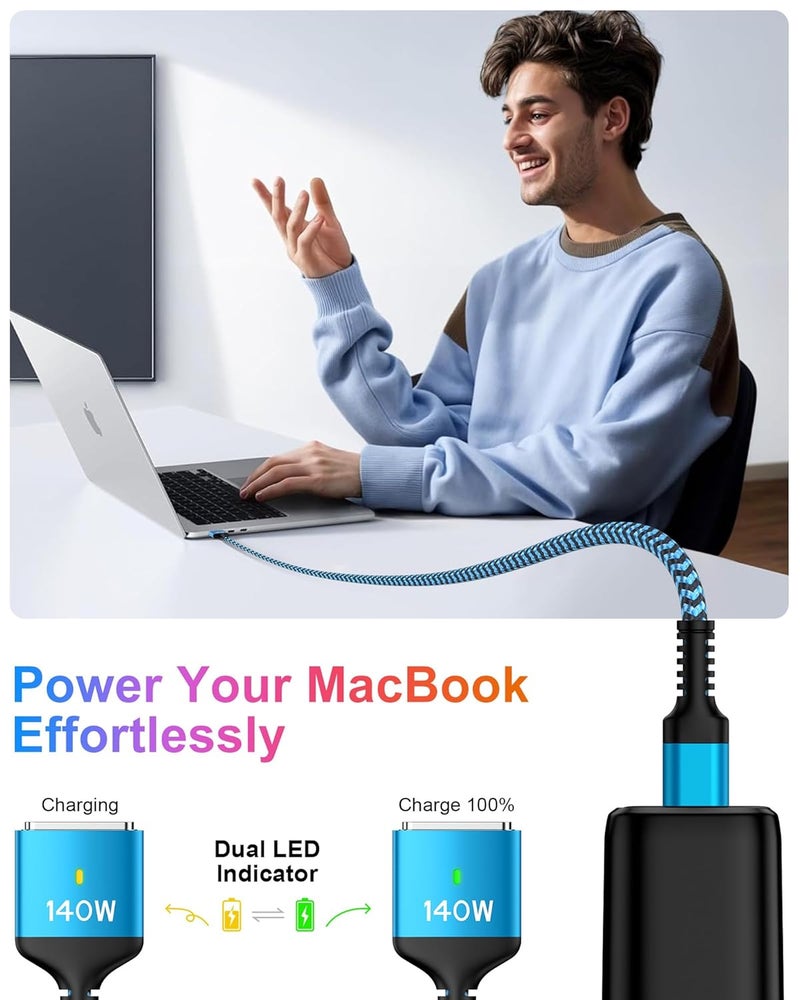 كابل USB-C إلى مغناطيسي 3 بطول 6 أقدام، 140 واط شاحن MacBook Air سريع كابل Apple MagSafe 3 لـ MacBook Air 15''/13'' M4 2025، M3 2024، M2 2023، Mac Book Pro 16"/14" M4 2024، M2 2023، M1 2021 - Image 2