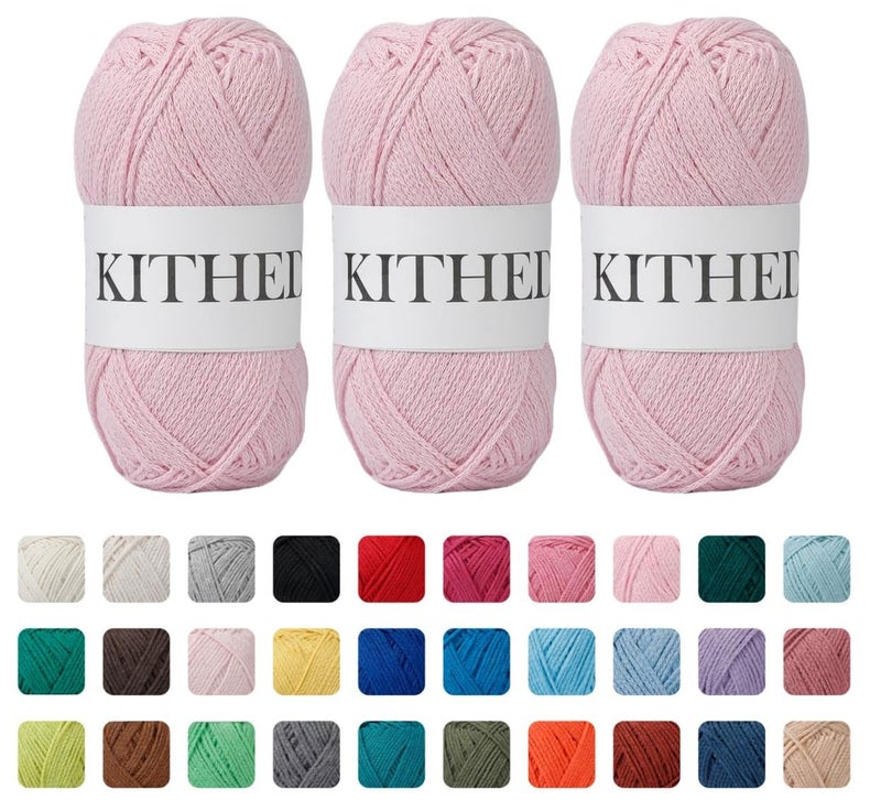 KITHED Cotton Yarnï¼Œ10.5ozï¼Œ526yardï¼Œ3 Pack ï¼ŒSoft Yarn for Crocheting and Knitting (08 Light Pink) - Image 1