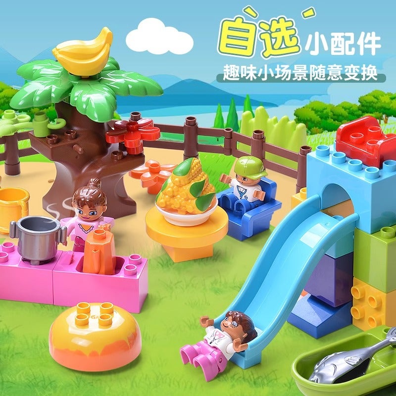 Large Particle Building Blocks Toys Children'S Educational Assembly Amusement Park Scene Ferris Wheel Doll Zoo Suit Combination - Image 2