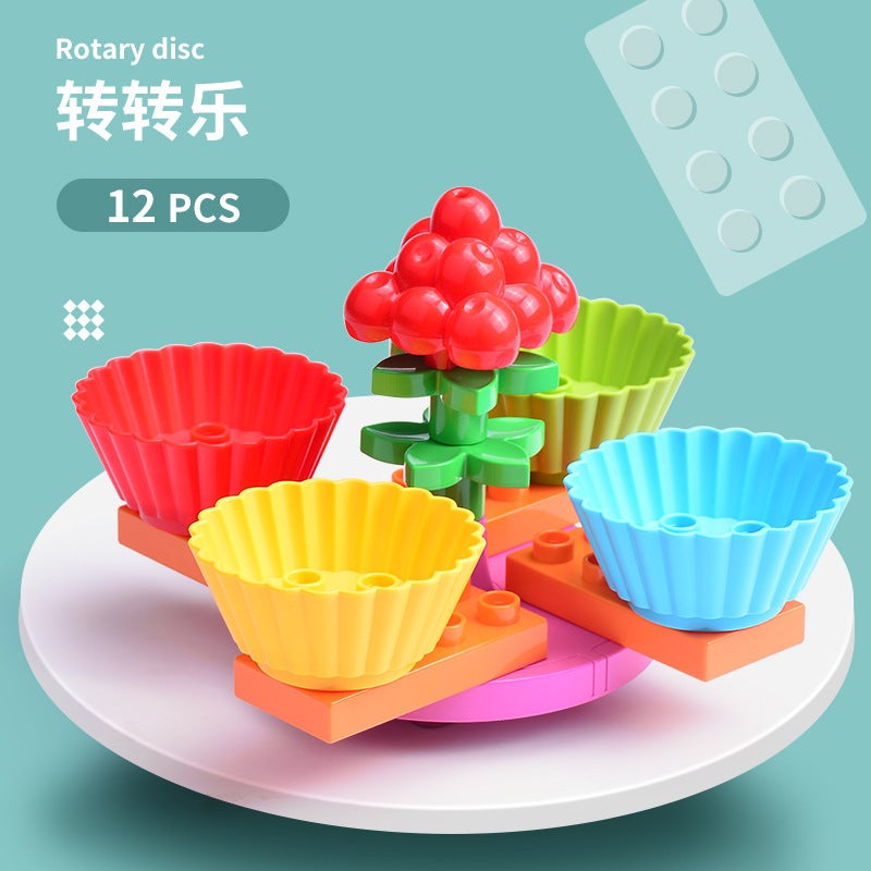 Large Particle Building Blocks Toys Children'S Educational Assembly Amusement Park Scene Ferris Wheel Doll Zoo Suit Combination - Image 1