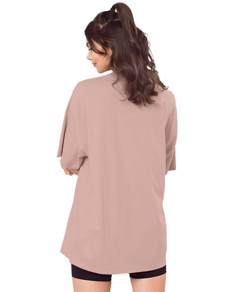 SHODOX® Women's Cotton Blend Oversized Drop Shoulder Solid T-Shirt(Pack of 1) - Image 2