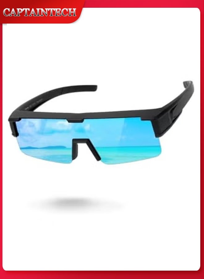 Captaintech Polarized Fit Over Glasses Sunglasses for Men Women, UV Protection Sports Wrap Around for Driving Cycling Fishing - Image 1