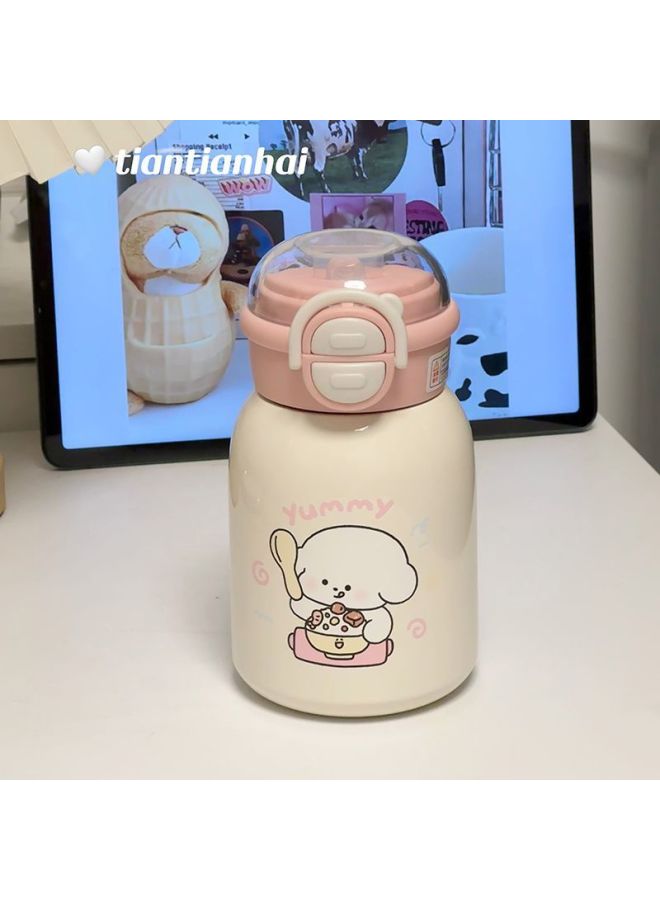 New Stainless Steel Thermos Cup Girls High-value Cute Suction Cup Student Portable Double Drinking Cup