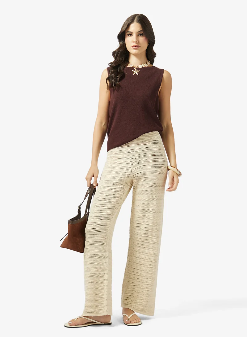 VERO MODA VMHAYLEY Mid Waist Loose Stitch Trousers