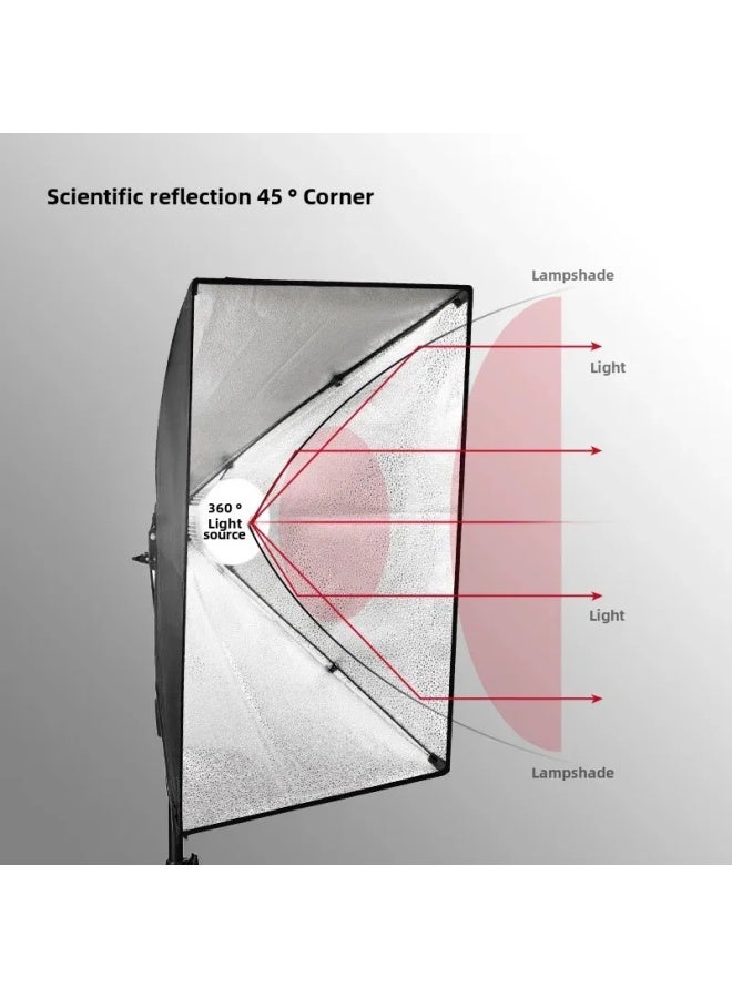 Live Fill Light Net Red Single Lamp Holder Power Supply Photography Soft Light Box Indoor Live Portrait Clothing Shooting Fill Light-Light Source Color:60*60 Single Lamp Holder Soft Light Box (without Bulb)  - Image 2