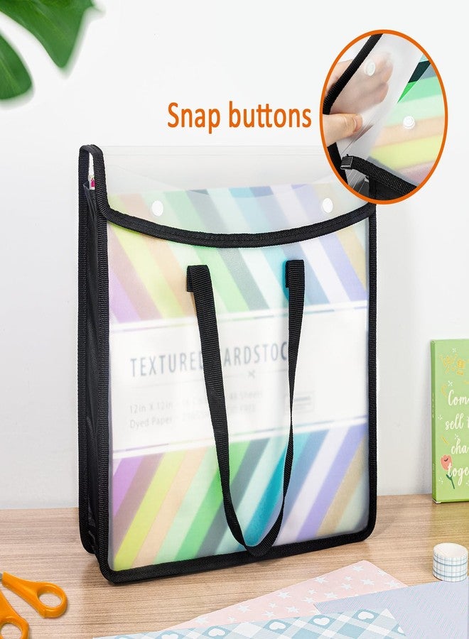 tutata Expandable Scrapbook Paper Storage Organizer, Black Paper Folio for 12 x 12 Sheets, Scrapbook Paper Storage Organizer with Portable Handle, 3 Pack - Image 5