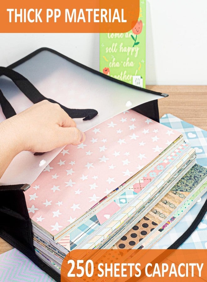 tutata Expandable Scrapbook Paper Storage Organizer, Black Paper Folio for 12 x 12 Sheets, Scrapbook Paper Storage Organizer with Portable Handle, 3 Pack - Image 3