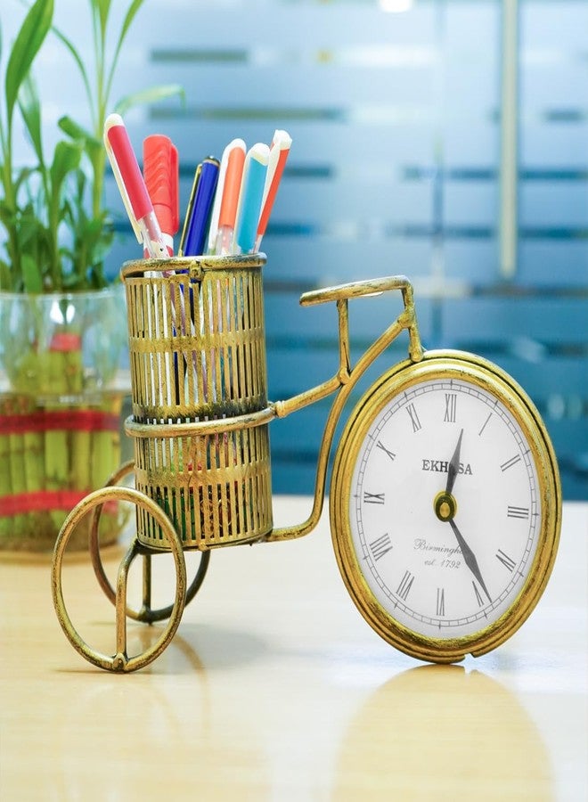 إخاصة حامل أقلام إيخاسا نوستراي مع ساعة للمكتب | هدايا مميزة لتزيين المكتب أو طاولة الدراسة | ساعة مكتبية كهدية عيد ميلاد للزوج | ساعة طاولة أنيقة للديكور - Image 1