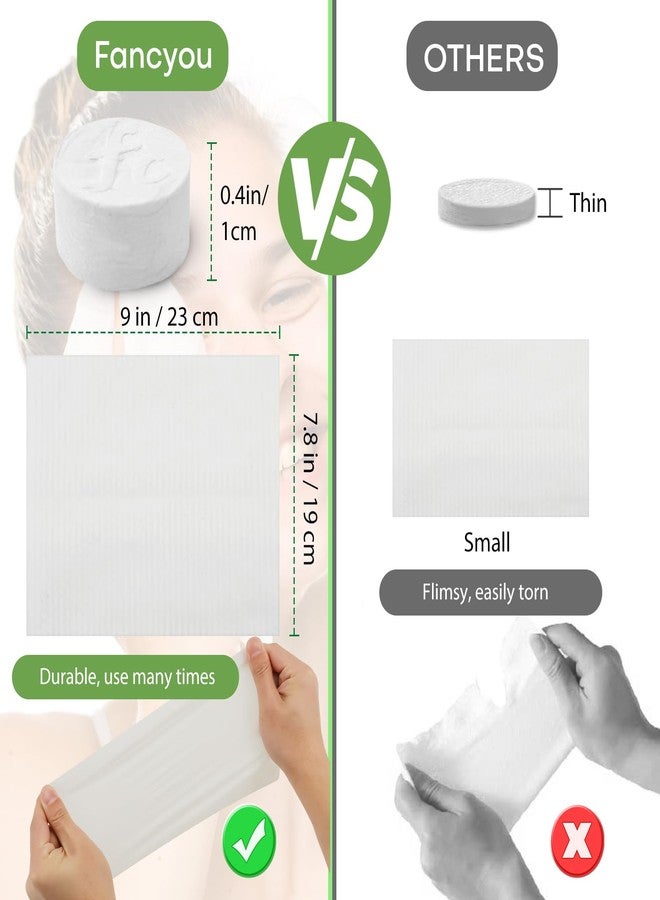 FANCYOU Compressed Towel Tablets 9"X7.5" 100 Pcs Individually Wrapped Mini Disposable Coin Towel Travel Size Wipe Towelettes - Image 4