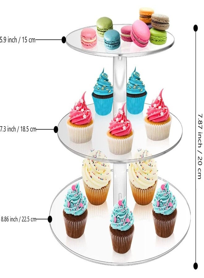 AJIODA Acrylic Cupcake Stand, 3 Tier Round Clear Cake Stand Cupcake Display Stand Holder Dessert Pastry Tower Tea Party Serving Platter Candy Bar Stand for Wedding, Birthday, Theme Party, Baby Shower - Image 5