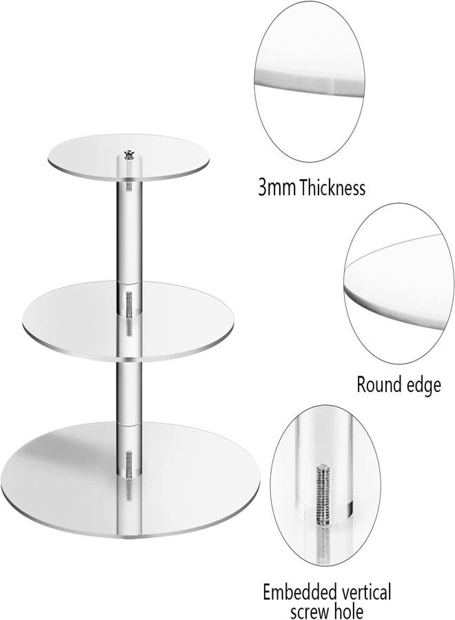 AJIODA Acrylic Cupcake Stand, 3 Tier Round Clear Cake Stand Cupcake Display Stand Holder Dessert Pastry Tower Tea Party Serving Platter Candy Bar Stand for Wedding, Birthday, Theme Party, Baby Shower - Image 3