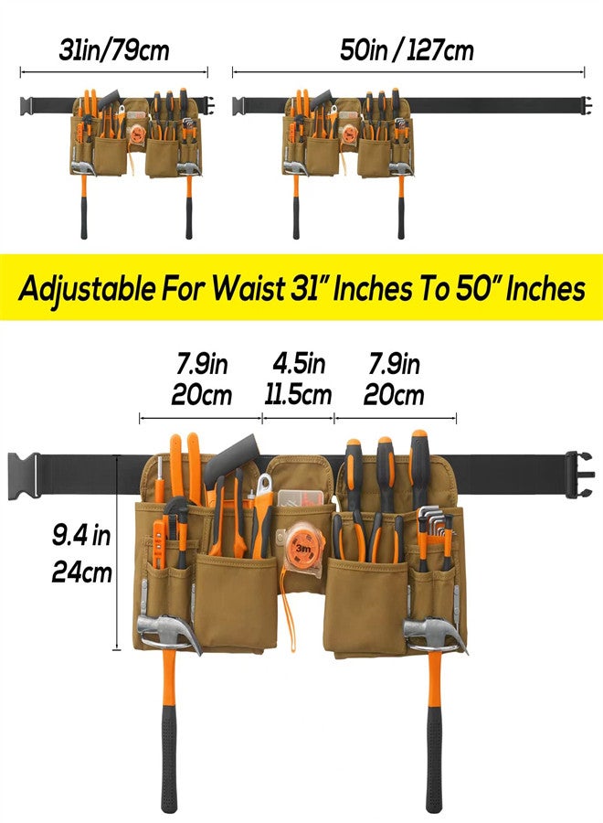 KASTWAVE Waist Tool Belts with 19 Pocket, Gardening Canvas Work Belt with Quick Release Buckle, Adjustable Utility Belt Work Apron for Men and Women, Gardening, Electrician, Carpenter, Construction Tool Belt  - Image 2