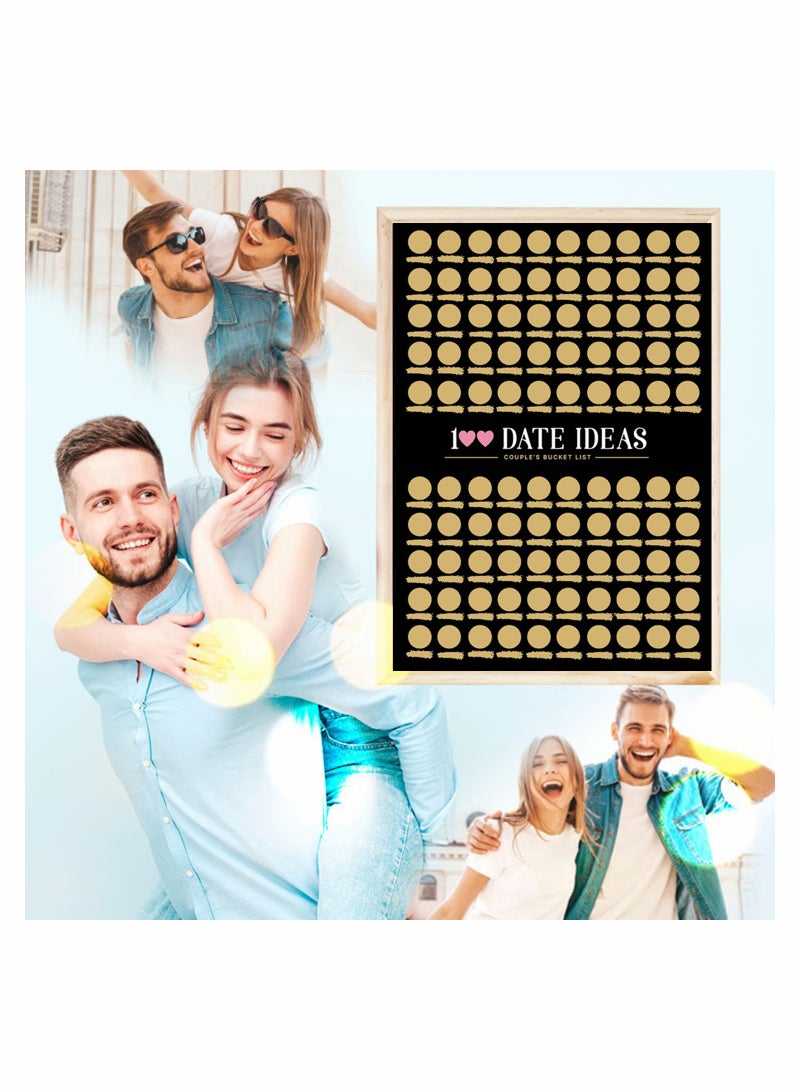 100 Dates Scratch off Poster for Couples Bucket List, Surprise Gifts for Girlfriend Married Couples Engagement Wedding Gift (16.5" x 23.4") - Image 2