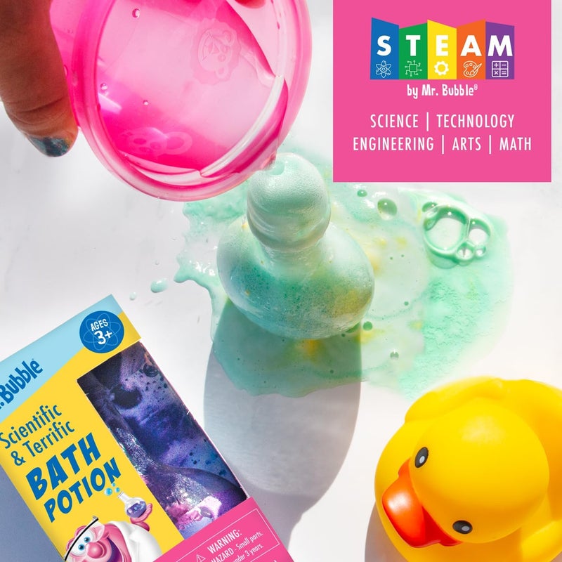 Mr. Bubble أقراص استحمام أصلية للأطفال - متعة فوارة ملونة - ألعاب استحمام علمية مع رغوة وفقاعات (عبوة من 4) - Image 3