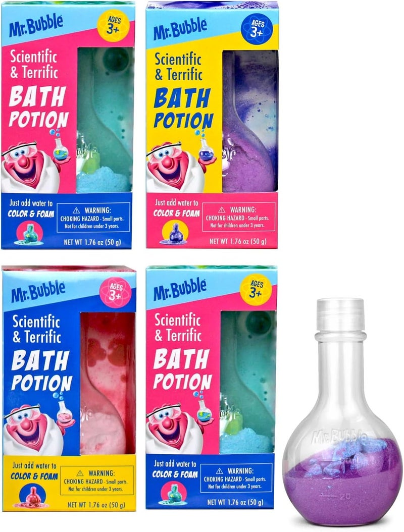 Mr. Bubble أقراص استحمام أصلية للأطفال - متعة فوارة ملونة - ألعاب استحمام علمية مع رغوة وفقاعات (عبوة من 4) - Image 1