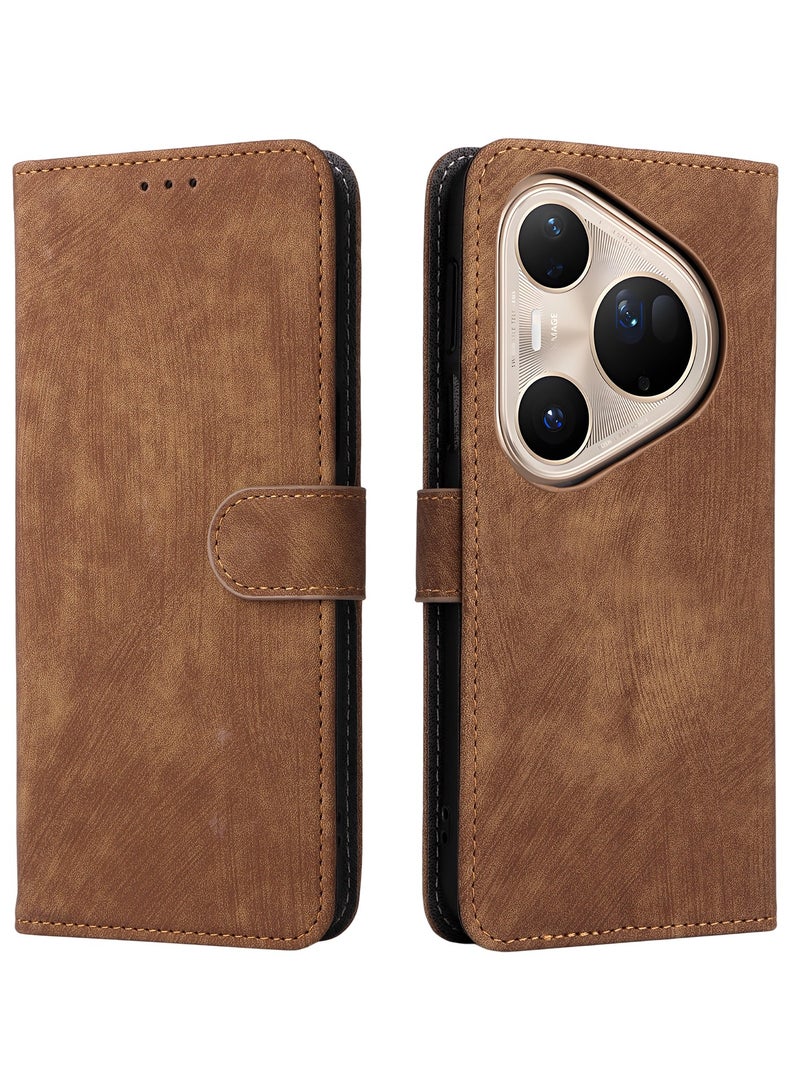 For Huawei Pura 80 Ultra Flip Cover with Detachable lanyard, PU Leather Full Body Protection Shockproof Flip Mobile Phone Case, RFID Anti-theft Brush Folio Wallet Case - Image 3