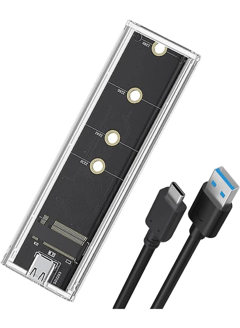 M.2 NVMe SSD Enclosure USB-C 3.1 Gen2 Transparent with RGB LED – Toolless, Supports 2230/2240/2280 M.2 Drives, 10Gbps High-Speed Transfer - Image 2