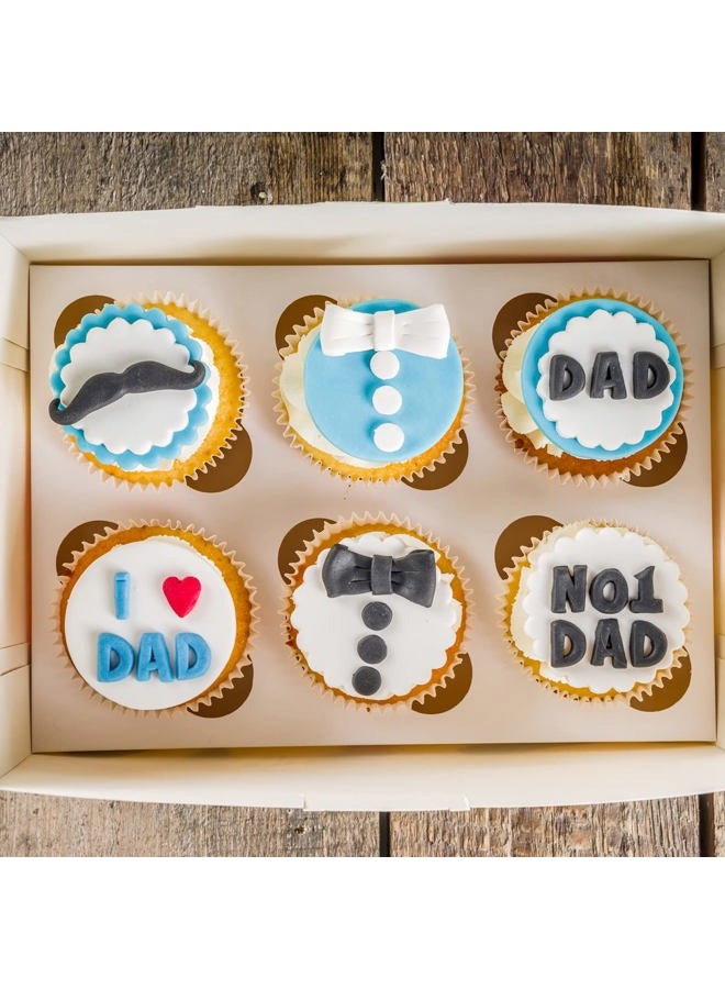 Doumeny 6Pcs Happy Father's Day Fondant Mold, I love Dad Silicon Mold Mustache Tie Baking Mold Bow Beard Chocolate Mold Necktie T-shirt Candy Mold Little Man Theme Biscuit Cake Mold for Birthday Decor - Image 4