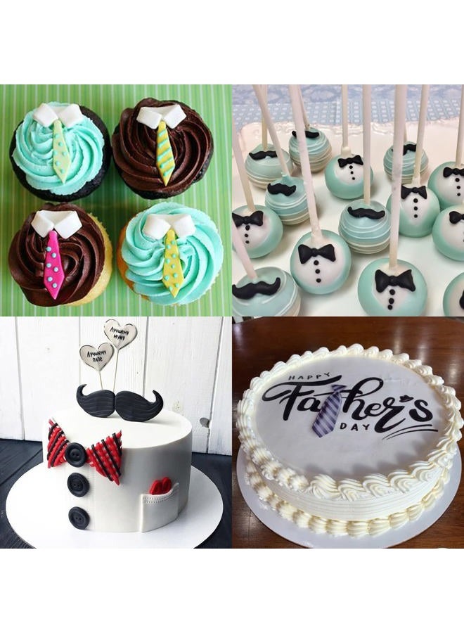 Doumeny 6Pcs Happy Father's Day Fondant Mold, I love Dad Silicon Mold Mustache Tie Baking Mold Bow Beard Chocolate Mold Necktie T-shirt Candy Mold Little Man Theme Biscuit Cake Mold for Birthday Decor - Image 5