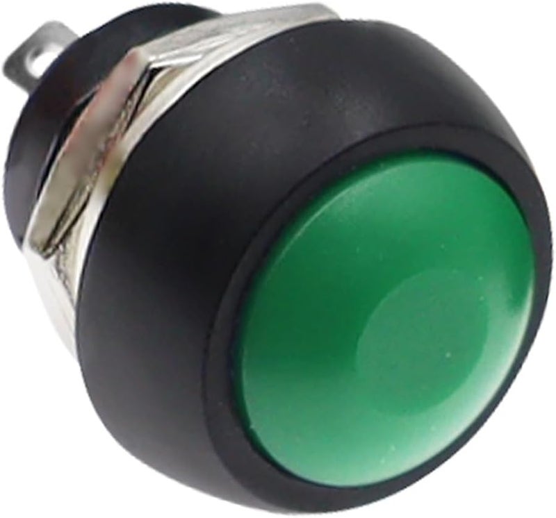PBS 33 12mm Instantaneous Waterproof Button Switch 1A 250V Self Resetting Reset Green 10PCS - Image 1
