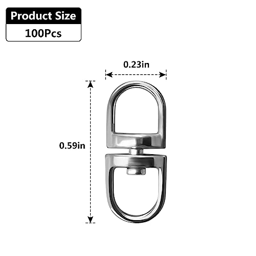 Rddconkit 100pcs Double End Design Swivel Key Ring Connector, Double Opening Swivel Clasp Swivel Joint Pendant Clasp Lanyard Key Ring Backpack Jewellery Keychain DIY Craft Making Accessories - Image 2