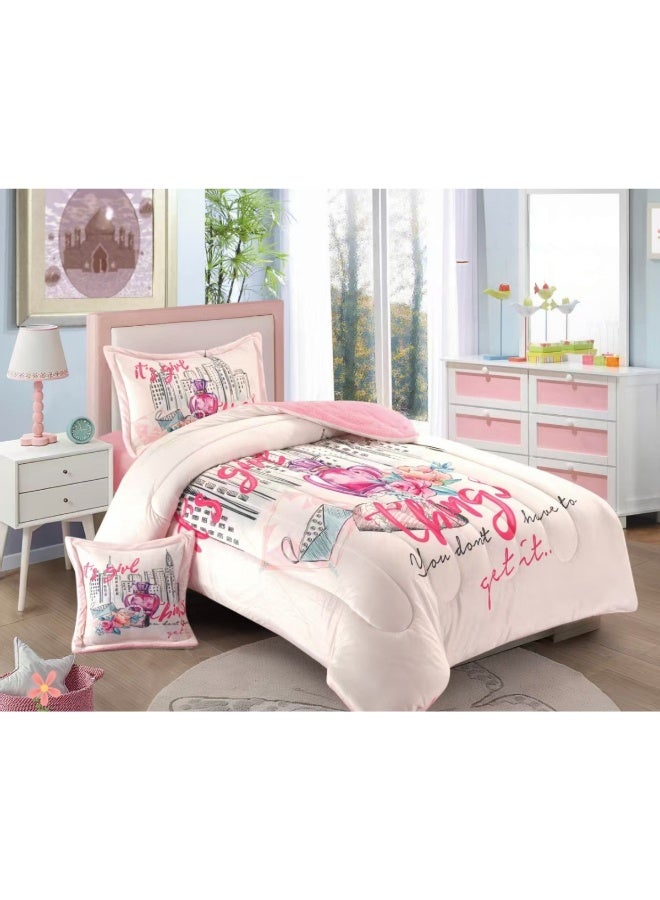 SMART HOME Luxurious 4-piece winter children's bedspread set, double-sided velvet and soft faux fur, with a modern and comfortable design – a warm bedspread set suitable for boys' and girls' rooms – a luxurious winter bedspread for home or as a gift – size 170×230 cm (bedspread with filling) - Image 1