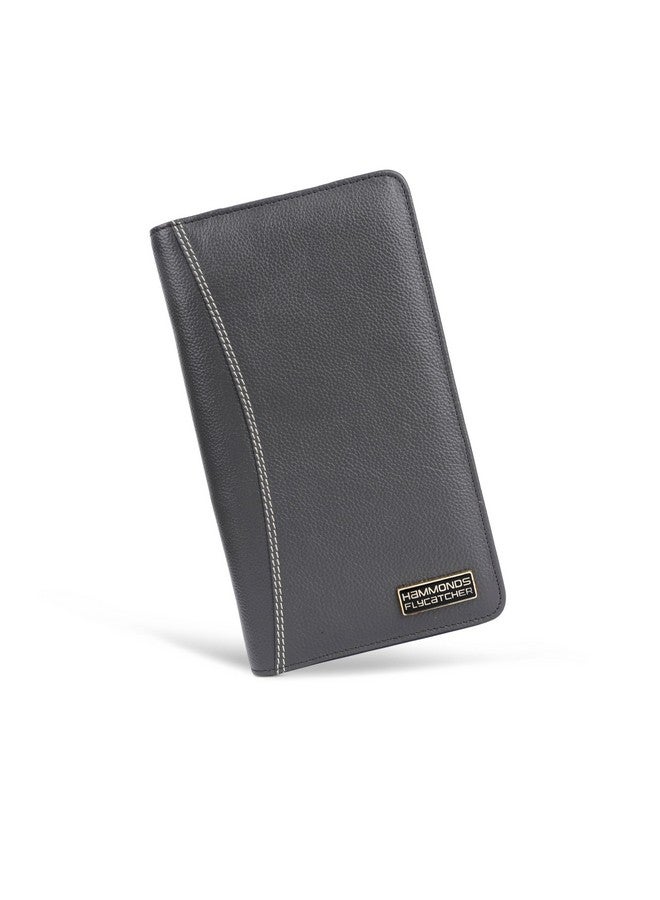  هاموندز فلاي كاتشر حافظة جواز سفر من الجلد الطبيعي من HAMMONDS FLYCATCHER، حامل جواز سفر للرجال والنساء - منظم مستندات إكسسوارات السفر، محفظة جواز سفر محمية بتقنية RFID مع فتحات بطاقات للرحلات - رمادي - Image 1