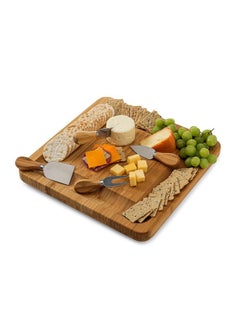 NIBEMINENT Bamboo Cheese Cutting Board With 4 Knives Brown  - Image 5