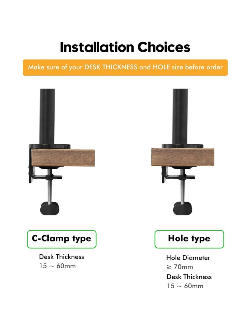 Laptop Monitor Mount, 2-in-1 Adjustable Dual Arm Desk Mounts Single Desk Arm Stand/Holder for 17 to 32 Inch LCD Computer Screens, Extra Tray Fits 12 to 17 inch Laptops Organize Your Work Surface