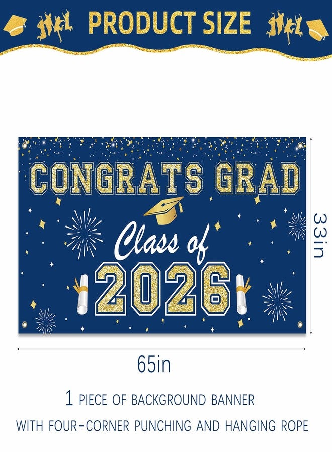 Amplov Graduation Decorations Class of 2026 Navy Blue and Gold, 2026 GRAD Balloon Boxes with Letters, Balloon Garland Kit, Congrats Grad Banner, Photo Backdrop for High School & College Party Supplies - Image 3