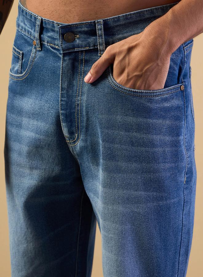 Mascln Sassafras Mascln Sassafras Mid Rise Knee Slit Open Relax Fit Jeans - Image 4