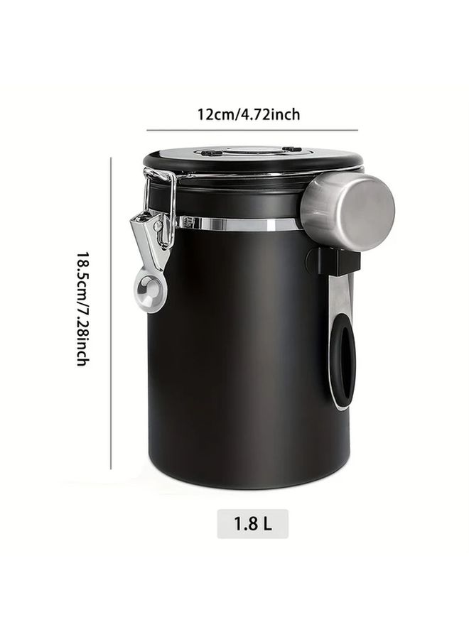 1.8L Stainless Steel Airtight Coffee Canister With Date Tracker And Scoop - Image 3