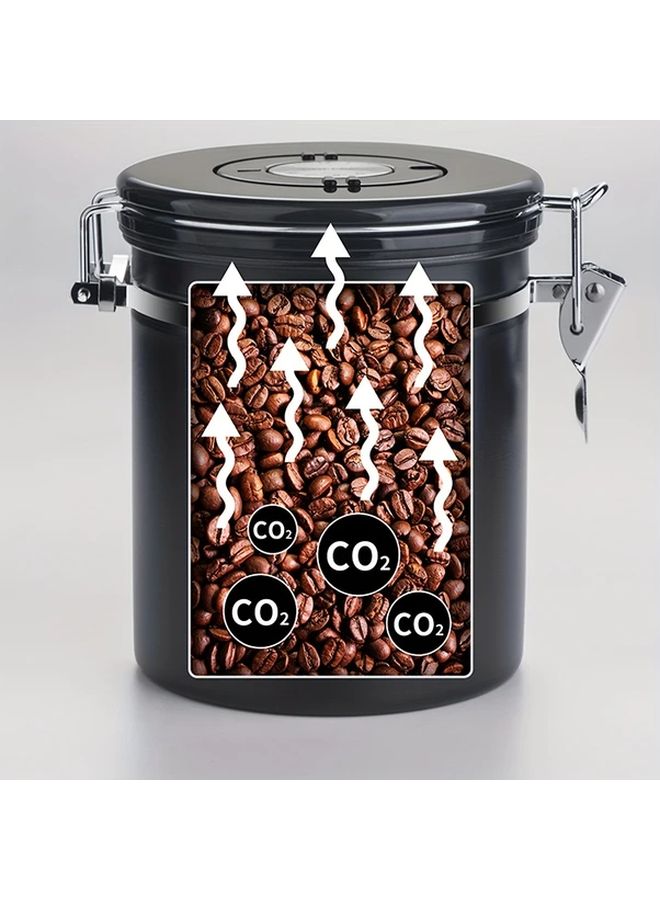 1.8L Stainless Steel Airtight Coffee Canister With Date Tracker And Scoop - Image 2