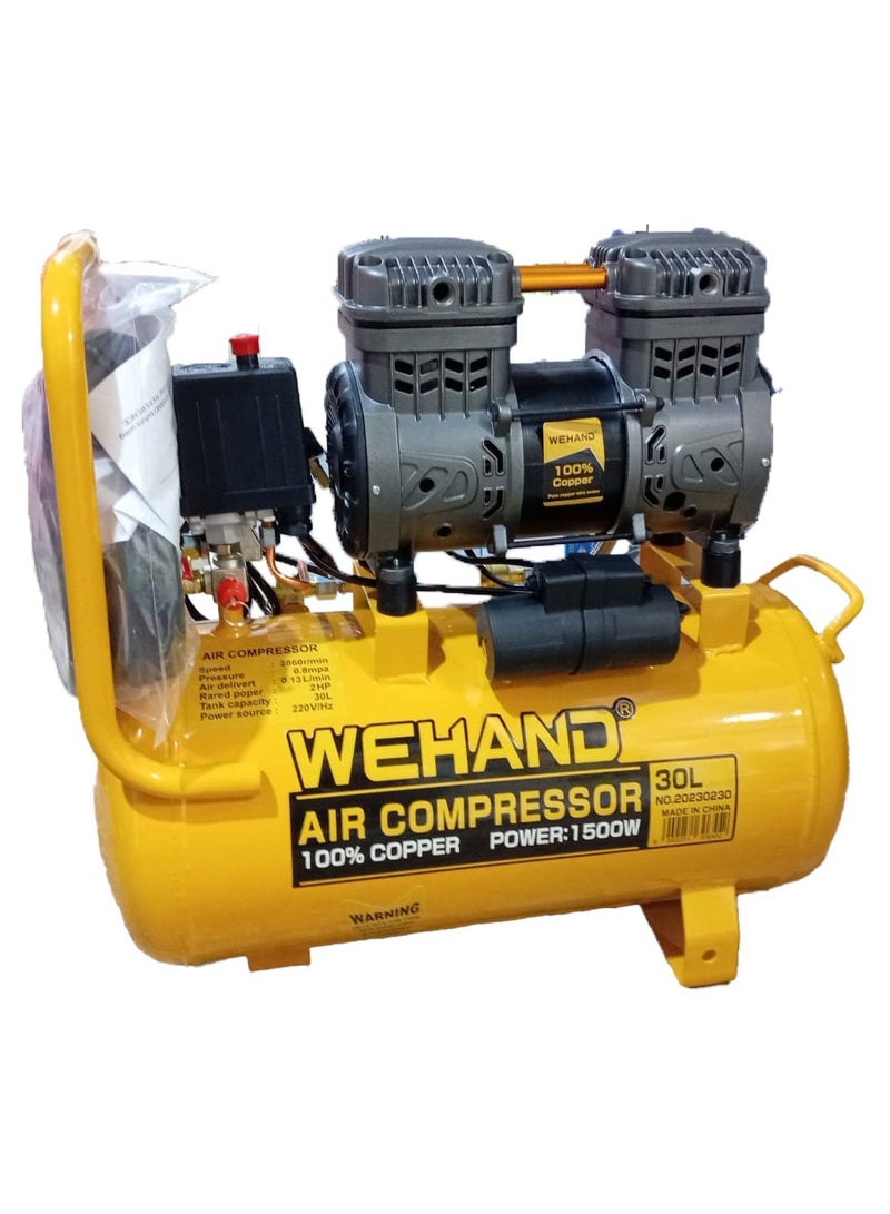 WEHAND Electric Air Compressor – 1500W – 30L Tank – 2 HP – 220V / 50Hz – 0.8 MPa – 2860 RPM – Air Delivery: 0.13 L/min - Image 1