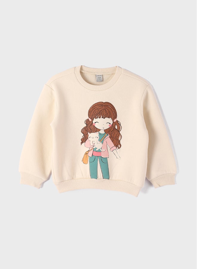 LC WAIKIKI Crew Neck Long Sleeve Baby Girl Sweatshirt and Pants 2-Pack Set  - Image 2