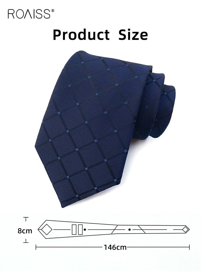 رويس ربطة عنق كلاسيكية مخططة من الجاكار للرجال تتميز بأنماط جاكار معقدة وتصميم مخطط مثالي لحفلات الزفاف واجتماعات العمل والمناسبات الرسمية، أنيقة ومتينة - Image 3