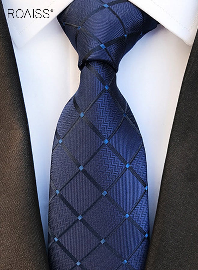 رويس ربطة عنق كلاسيكية مخططة من الجاكار للرجال تتميز بأنماط جاكار معقدة وتصميم مخطط مثالي لحفلات الزفاف واجتماعات العمل والمناسبات الرسمية، أنيقة ومتينة - Image 2