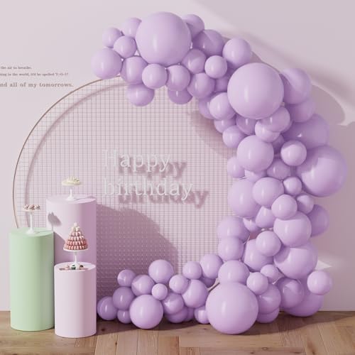 DECOCKRAT 130PCS PastelPurple Balloons Latex Balloons Different Sizes 1812105 In Helium Balloon with Ribbon Party Balloon Set for Birthday Wedding Graduation Anniversary Baby Shower Decoration - Image 1