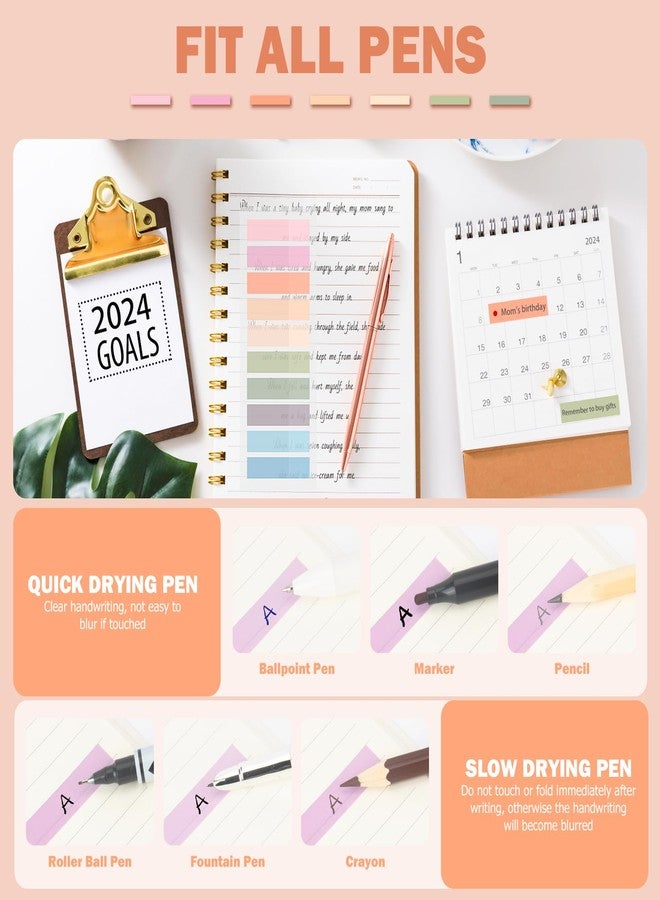 BukSuk 800Pcs Books Tabs for Annotating, Tabs for Notebooks, Sticky Tabs, Morandi Page Markers, Multi-Colored Writeable and Repositionable Book Flags Strip (800Pcs) - Image 5