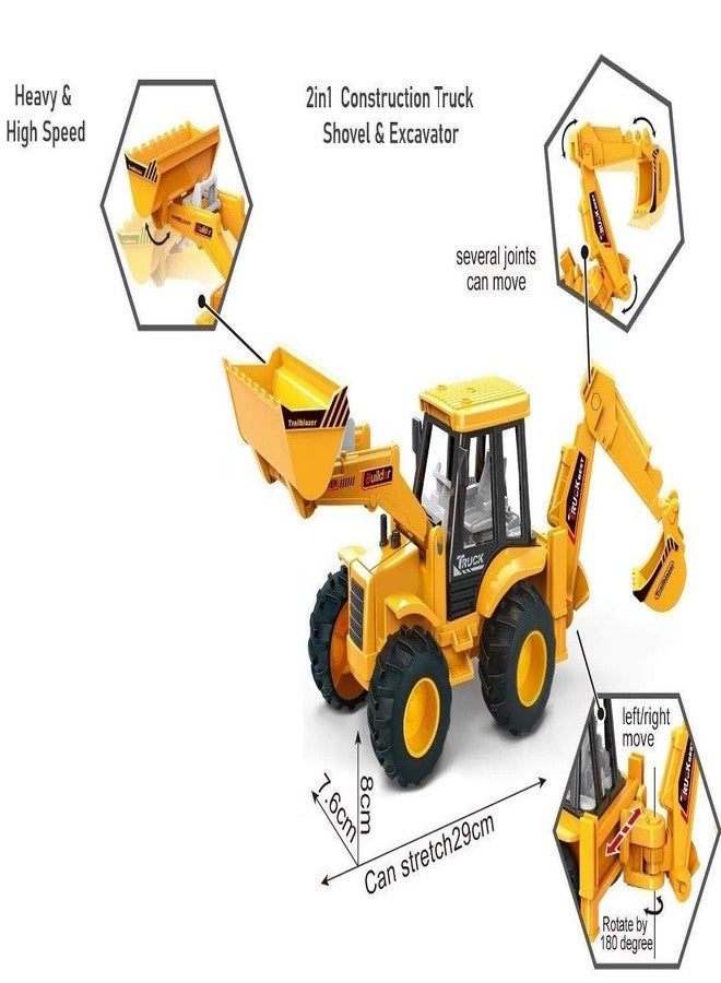 Neel 2 in 1 Bulldozer and Excavator Construction Toy Vehicle - Yellow (Bulldozer and Excavator), Kid Push and go JCB Truck Toy for Kids Birthday Gift for Kids Return Gift - Image 3