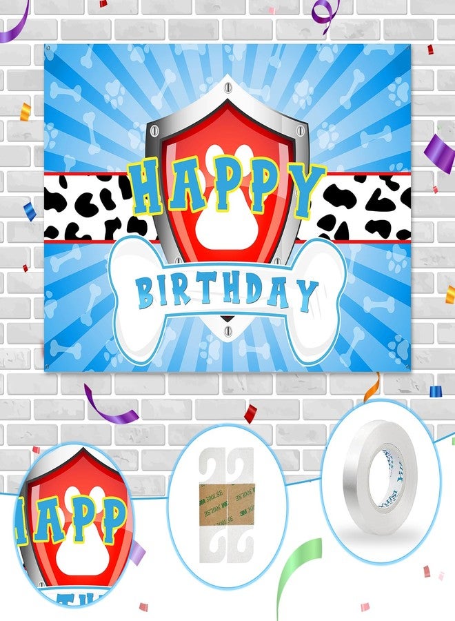 Maicaiffe Dog Paw Birthday Backdrop Banner Decor - 6x4 ft Paw Print Photography Background Poster - Boys Children Boys Cartoon Dog Birthday Party Photography Prop Booth - Baby Shower Party Decorations - Image 3