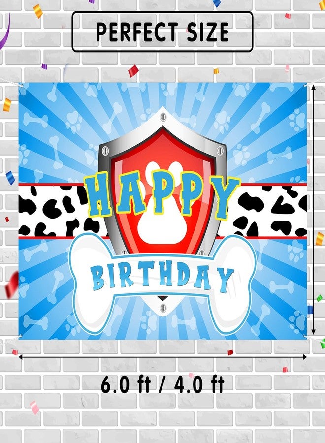 Maicaiffe Dog Paw Birthday Backdrop Banner Decor - 6x4 ft Paw Print Photography Background Poster - Boys Children Boys Cartoon Dog Birthday Party Photography Prop Booth - Baby Shower Party Decorations - Image 2