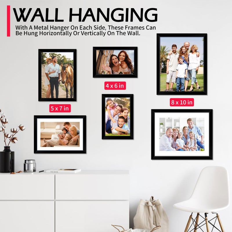HOMERHYME 4x6 Picture Frames 2 Pack, 4 by 6 Black Photo Frame for Wall or Tabletop Display, Lightweight Poster Frame with HD Plexiglass, Horizontal or Vertical for Graduation Office Wall Home Decor - Image 5