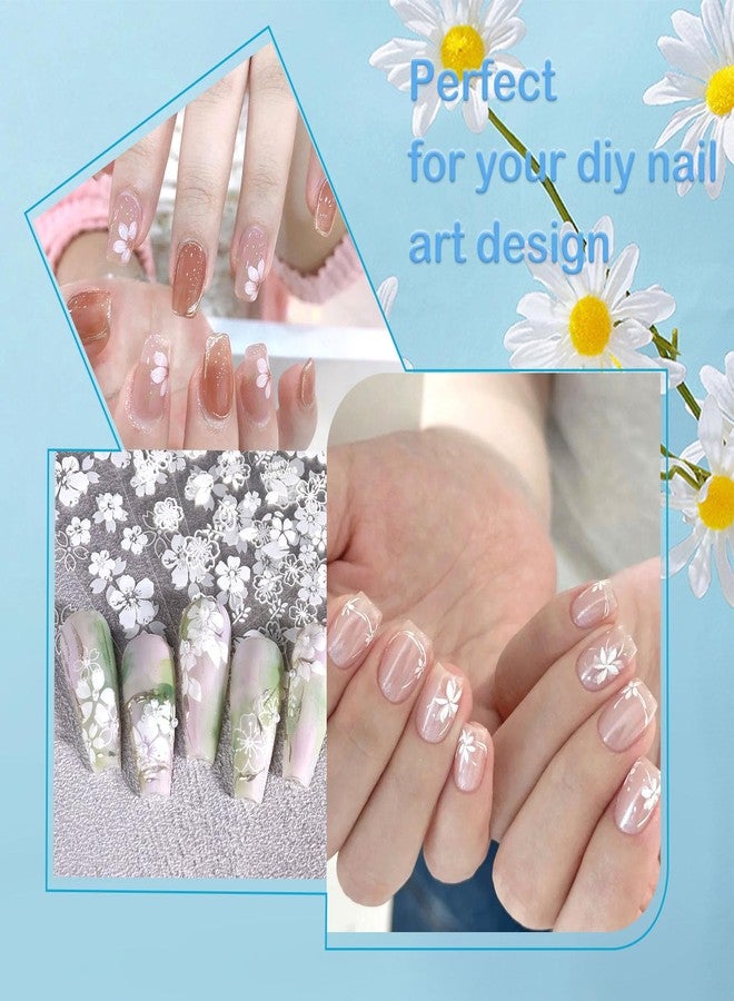 SIUSIO 5 Sheets Nail Art Stickers 3D Embossed Flower Nail Decals Self-Adhesive Spring Floral Daisy Nail Supplies White Flowers Nail Stickers for Women Girls Decoration - Image 5