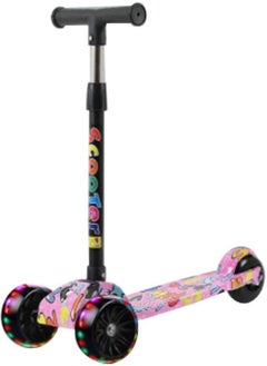 Fender 3 Height Adjustable Height Small Man Push Scooter with LED Wheels 3 To 6 Years Old (Pink Graffiti Color)