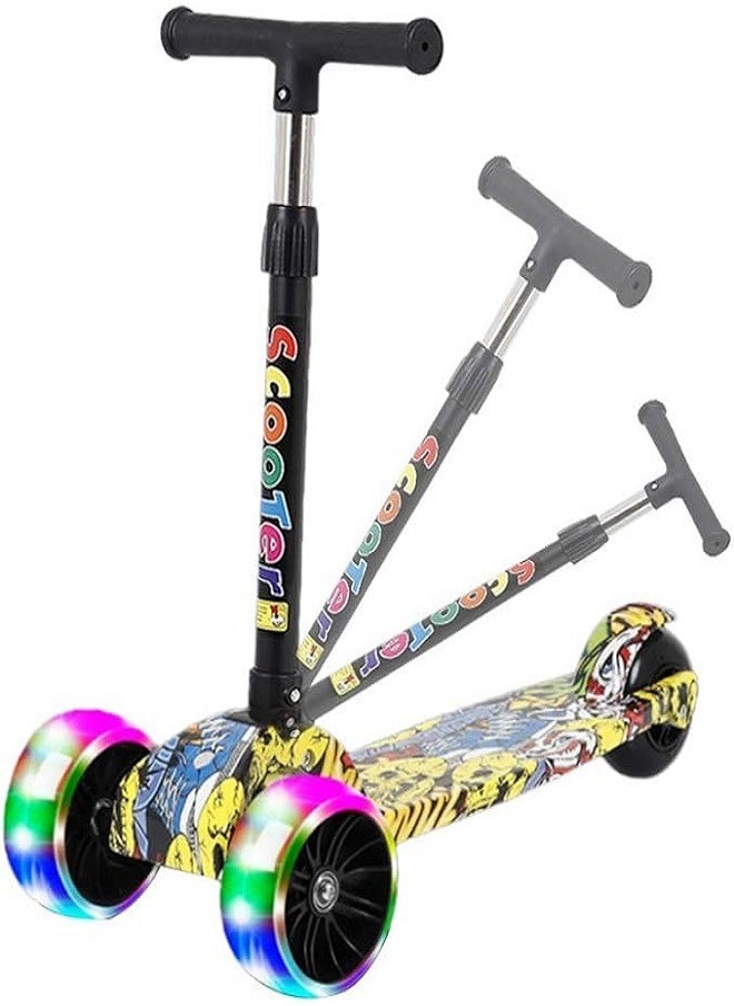 Generic - Fender 3 Height Adjustable Height Small Man Push Scooter with LED Wheels 3 To 6 Years Old (Pink Graffiti Color) - Image 1