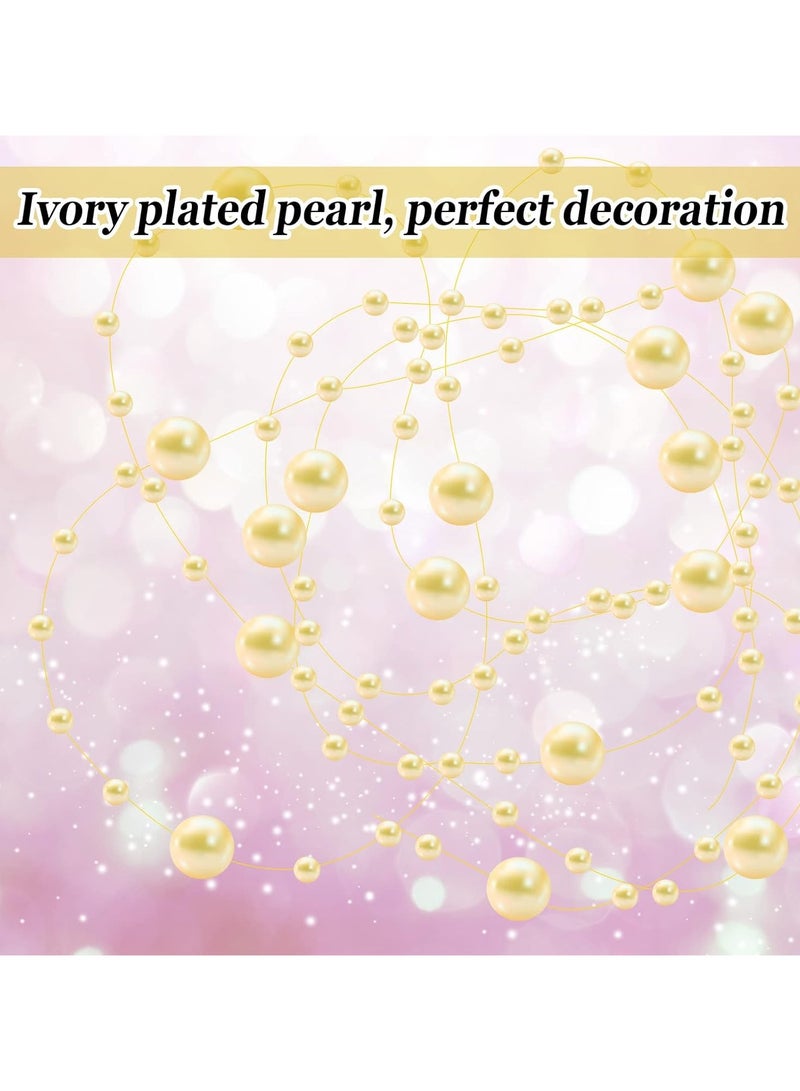 Home zone 12 Pcs Artificial Pearl String for Floating Candle Faux Pearls Beads String Party Garland Decoration for Vases Filler Wedding Centerpiece Party Decor (Light Gold) - Image 3