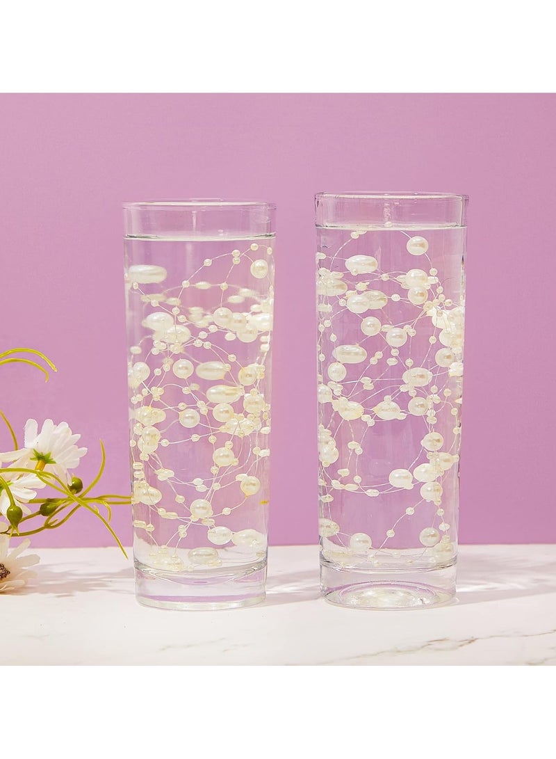 Home zone 12 Pcs Artificial Pearl String for Floating Candle Faux Pearls Beads String Party Garland Decoration for Vases Filler Wedding Centerpiece Party Decor (Light Gold) - Image 4